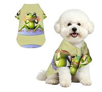 The Funny Frog doing Yoga L Pet Hawaiian Shirt for Small Dogs Cute Summer Beach Outfit for Puppy, Soft Breathable Cat Clothes with Buttons