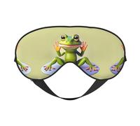 The Funny Frog Doing Yoga Masque doux pour les yeux, imprimé sur toute la surface, 96 % polyester, 4 % élasthanne