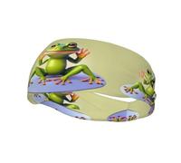 The Funny Frog Doing Yoga Pattern Bandeau de sport pour homme et femme Convient pour la course à pied, le yoga, le fitness, le football