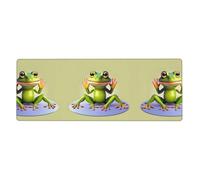 The Funny Frog Doing Yoga Pattern Oversize Keyboard and Mouse Pad 30,5 x 80 cm, design Lock-Edge, antidérapant et résistant à l'usure