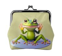 The Funny Frog Doing Yoga Petit porte-monnaie rectangulaire pour femme avec verrou de baiser, format de poche, mini porte-monnaie pour femme