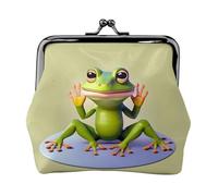 The Funny Frog Doing Yoga Petit portefeuille pour femme, porte-monnaie pour femme, petit portefeuille pour femme, petite trousse de maquillage pour sac à main, Noir , Taille unique, Organiseur de sac