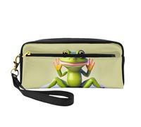 The Funny Frog Doing Yoga Petite trousse de maquillage double face Pochette en cuir PU