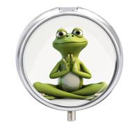 The Funny Frog Doing Yoga Pilulier à 3 compartiments étanche pour poche ou sac à main Mini pilulier portable pour médicaments et vitamines