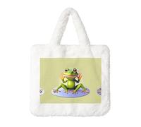 The Funny Frog doing Yoga Plush Handbag : Sac à bandoulière moelleux pour femme - Automne/Hiver Sac à bandoulière Sac à bandoulière Pochette porte-monnaie Portefeuille