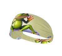 The Funny Frog doing Yoga Print Elastic Exercise Headband - Fashion Sports Headwear for Summer, Cycling, Yoga, and More