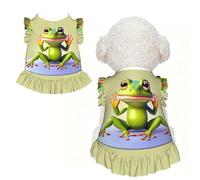 The Funny Frog doing Yoga Robe à volants sans manches respirante pour petit chien, chat, taille XL