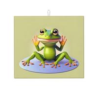 The Funny Frog doing Yoga Tapis égouttoir à vaisselle décoratif durable et lavable 40,6 x 45,7 cm Super absorbant antidérapant