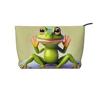 The Funny Frog Doing Yoga Trousse de maquillage en velours côtelé avec fermeture éclair pour voyage, articles de toilette et utilisation quotidienne