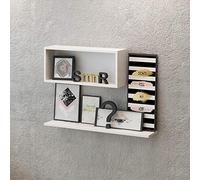 THE FURNITURE PROJECT by Homemania Mensola Armoire, Bois, Blanc, 45x18x30cm-80x18x1,8cm
