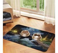 The Fusion of Killer Whales and Forests Tapis d'alimentation pour animaux de compagnie Chien Chat Manger la nourriture Nappe en cuir absorbant pour bol d'eau Imperméable sans taches Séchage rapide