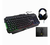 The G-Lab Combo Argon E, Ensemble Gaming 4-in-1 - Clavier Gaming AZERTY rétroéclairé, Souris Gaming 3200 DPI, Casque Gaming avec micro, Tapis de souris Gaming antidérapant