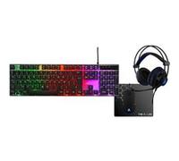 THE G-LAB Combo Gallium E - Ensemble Gaming 4 en 1 - Clavier Gamer AZERTY Rétroéclairé, Souris Gamer 2400 DPI, Micro Casque Gaming, Tapis de Souris - Pack Gamer PC PS4/PS5 Xbox One/Series X