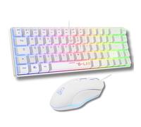 The G-Lab - Combo Hydrogen - Pack Clavier Souris Gamer, Clavier Gamer 60% Filaire, Rétroéclairage RGB, azerty, Format Compact + Souris Gaming RGB, 6 Boutons, 6200 DPI - PC/PS4/PS5 - Blanc