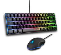 The G-Lab - Combo Hydrogen - Pack Clavier Souris Gamer, Clavier Gamer 60% Filaire, Rétroéclairage RGB, AZERTY FR, Format Compact + Souris Gaming RGB, 6 Boutons, 7200 DPI - PC/PS4/PS5 - Noir