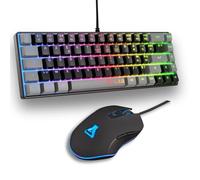 The G-Lab - Combo Hydrogen - Pack Clavier Souris Gamer, Clavier Gamer 65% Filaire, Rétroéclairage RGB, azerty, Format Compact + Souris Gaming RGB, 6 Boutons, 6400 DPI - PC/PS4/PS5 - Noir/Gris