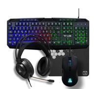 The G-Lab Combo Natrium 4-en-1 — Clavier AZERTY USB RGB, Souris 6400dpi, Casque & Tapis