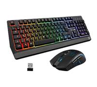 The G-Lab Combo Tungsten - Ensemble Clavier et Souris Gamer sans Fil Rétro Éclairés - Clavier Gaming Wireless AZERTy + Souris Wireless 2400 DPI - Pack pour PC PS4 PS5