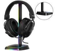 The G-Lab K-Stand Néon RGB HUB - Support Casque Gamer avec Éclairage LED - Porte Casque Rétroéclairé, Bouton on/Off, Sélection de Couleur et Ports USB-A/USB-C - Cadeau Gaming Idéal