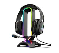 The G-Lab Support casque gaming universel K-Stand Radon – RGB, Hub USB 2.0 x2, base antidérapante