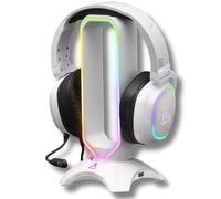 The G-Lab - K-Stand Radon - Support pour Casque/Micro-Casque Gaming - Rétro-éclairage RGB, Hub USB 2 x 2.0, Base antidérapante - Support Universel pour Casques Gamer PC/PS5/Xbox/Switch - Blanc - New
