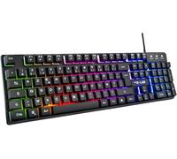 The G-Lab Keyz Caesium ESPAGNOL Clavier de gaming QWERTY avec câble USB - Clavier de jeu avec rétroéclairage multicolore, 19 touches anti-ghosting, clavier semi-mécanique silencieux pour PC, PS4, PS5