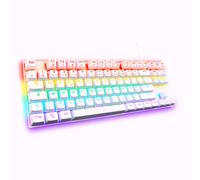 The G-Lab - Keyz Mercury TKL Clavier Mécanique Gamer 87 Touches Filaire USB AZERTY Français, Rétro-Éclairage LED Multicolore - Gaming Compact sans Pavé Numérique PC/PS4/PS5/Xbox - Blanc - New