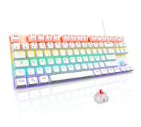 The G-Lab - Keyz Mercury TKL Clavier Mécanique Gamer 87 Touches Filaire USB AZERTY Français, Rétro-Éclairage LED Multicolore - Gaming Compact sans Pavé Numérique PC/PS4/PS5/Xbox - Blanc - New
