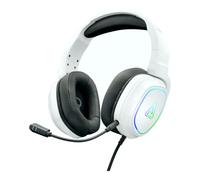 THE G-LAB Korp Radium Casque de jeu circum-aural filaire avec microphone détachable, prise jack 3,5 mm, éclairage RVB, Blanc