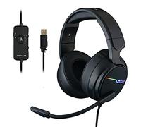 THE G-LAB Korp THALLIUM Casque Gaming USB Son 7.1 Digital Surround - Micro Casque Gamer Audio Haute Qualité - Microphone à réduction de bruits - LED RGB - Compatible PC PS4 PS5 (Noir)