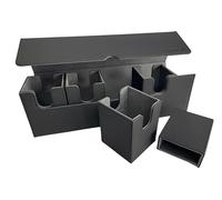 The Gaming Mat Company Deck Box 5 en 1 pour cartes à collectionner - Étui de rangement en cuir synthétique - Capacité de plus de 400 cartes - Fermeture magnétique - 36,0 x 9,7 x 11,4 cm - Noir et gris