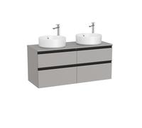 The Gap Meuble 4T Pour 2 Vasques À Poser 1200 Mm Gris Moyen Mat/Poignées Noires - ROCA A851506547