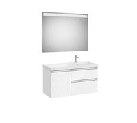 The gap pack 2t+1p lavabo mural droite 1000 blanc brill/poignées alu brillantes - ROCA A851980806