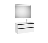 The Gap Pack 2T Lavabo À Droite (Unik+Miroir) 1000Mm Blanc Mat/Poignées Noires - ROCA A851515509