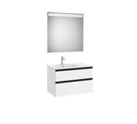 The Gap Pack 2T Lavabo À Droite (Unik+Miroir) 800Mm Blanc Mat/Poignées Noires - ROCA A851513509