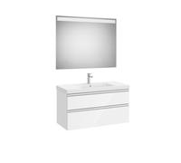 The gap pack 2t lavabo mural centré 1000 blanc brillant/poignées alu brillantes - ROCA A851976806