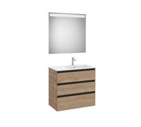 The Gap Pack 3 Tiroirs Lavabo À Droite (Unik+Miroir) 800Mm Noyer/Poignées Noires - ROCA A851521517