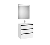 The Gap Pack 3 Tiroirs (Unik+Miroir) 700Mm Blanc Mat/Poignées Noires - ROCA A851518509