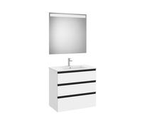 The Gap Pack 3 Tiroirs (Unik+Miroir) 800Mm Blanc Mat/Poignées Noires - ROCA A851519509