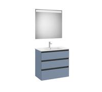 The Gap Pack 3 Tiroirs (Unik+Miroir) 800Mm Bleu Mat/ Poignées Noires - ROCA A851519548