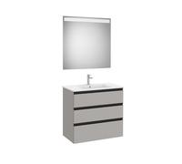 The Gap Pack 3 Tiroirs (Unik+Miroir) 800Mm Gris Moyen Mat/Poignées Noires - ROCA A851519547