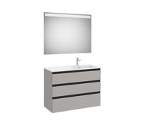 The Gap Pack 3T Lavabo À Droite 1000Mm Gris Moyen Mat/Poignées Noires - ROCA A851523547