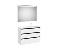 The Gap Pack 3T Lavabo À Droite (Unik+Miroir) 1000Mm Blanc Mat/Poignées Noires - ROCA A851523509