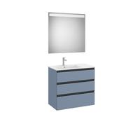 The Gap Pack 3T Lavabo À Gauche (Unik+Miroir) 800Mm Bleu Mat/ Poignées Noires - ROCA A851520548