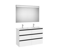 The Gap Pack 6 Tiroirs (Unik+Miroir) 1200Mm Blanc Mat/Poignées Noires - ROCA A851524509