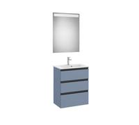The Gap Pack Compact 3 Tiroirs (Unik+Miroir) 600Mm Bleu Mat/ Poignées Noires - ROCA A851529548