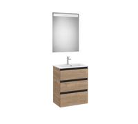 The Gap Pack Compact 3 Tiroirs (Unik+Miroir) 600Mm Noyer/Poignées Noires - ROCA A851529517
