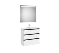 The Gap Pack Compact 3 Tiroirs (Unik+Miroir) 800Mm Blanc Mat/Poignées Noires - ROCA A851530509