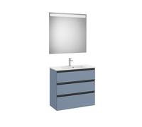 The Gap Pack Compact 3 Tiroirs (Unik+Miroir) 800Mm Bleu Mat/ Poignées Noires - ROCA A851530548