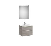 The gap pack meuble 2 tiroirs + lavabo slim + miroir led eidos 600mm city oak - ROCA A851509402